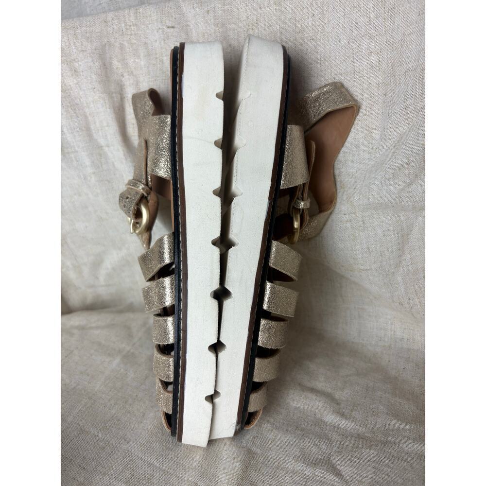Anthropologie Fisherman Sport Sandals Metallic Gold Leather Sz. 41 *runs small* - Picture 5 of 11